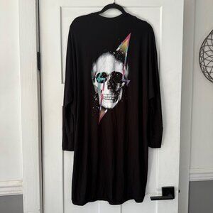 Torrid Black Long Open Cardigan With Skull Graphic Back Design Size 0